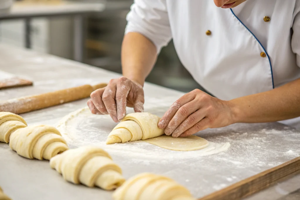 Proper croissant shaping technique.